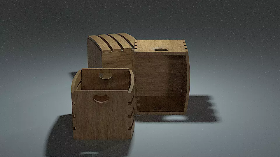 Crate three wooden crates Low-poly 3D model_0