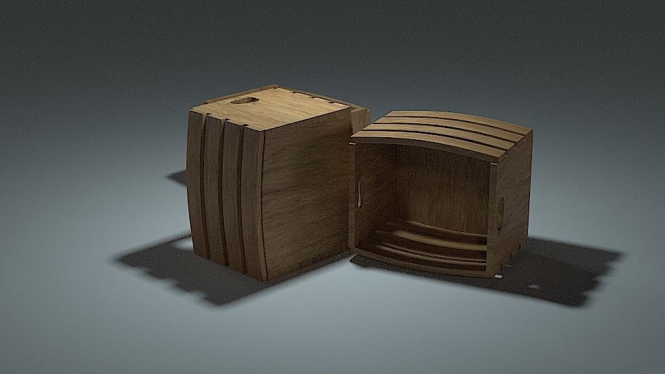 Crate three wooden crates Low-poly 3D model_4