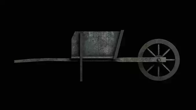 Wooden Wheelbarrow Low-poly 3D model