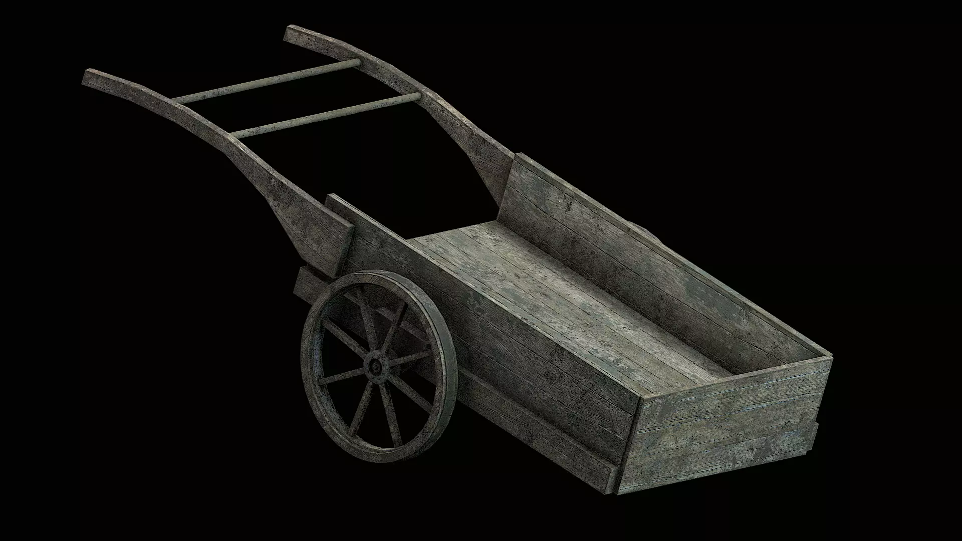 Wooden Cart Low-poly 3D model_0