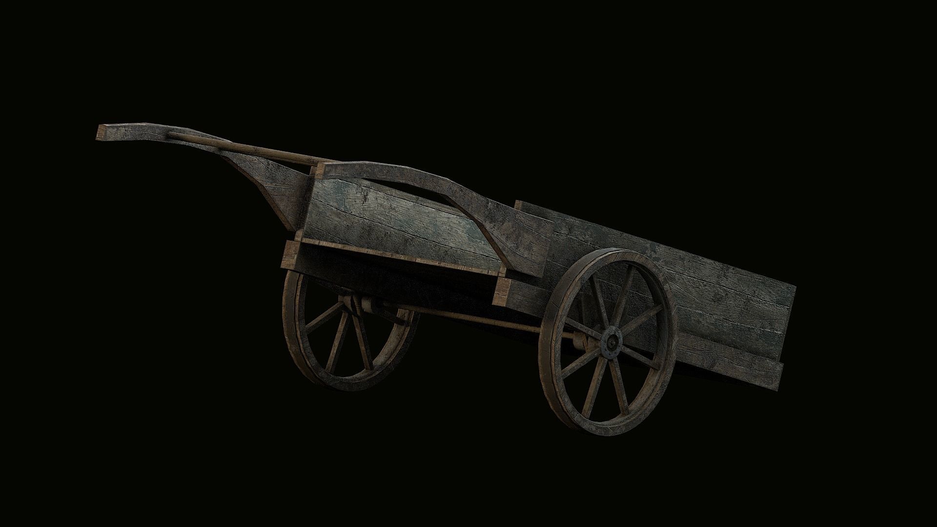 Wooden Cart Low-poly 3D model_6