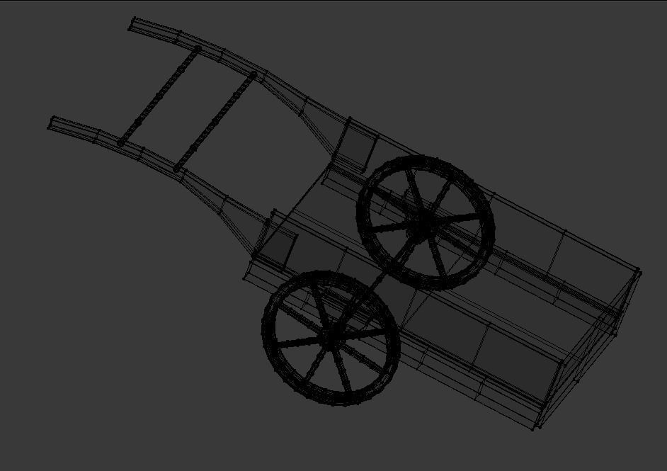Wooden Cart Low-poly 3D model_10