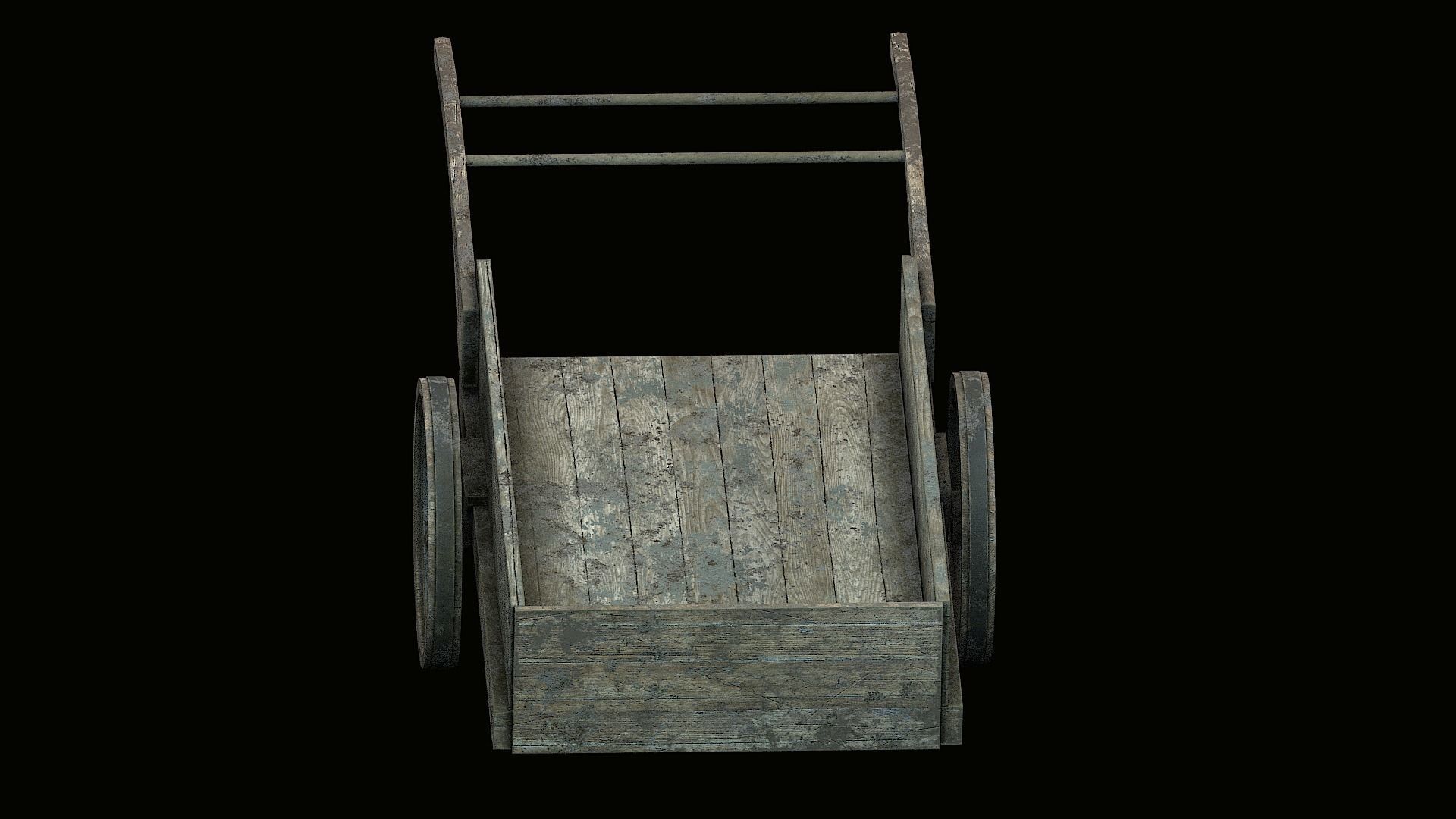 Wooden Cart Low-poly 3D model_1