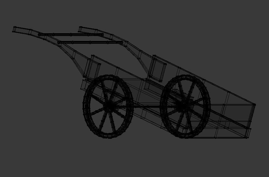 Wooden Cart Low-poly 3D model_9