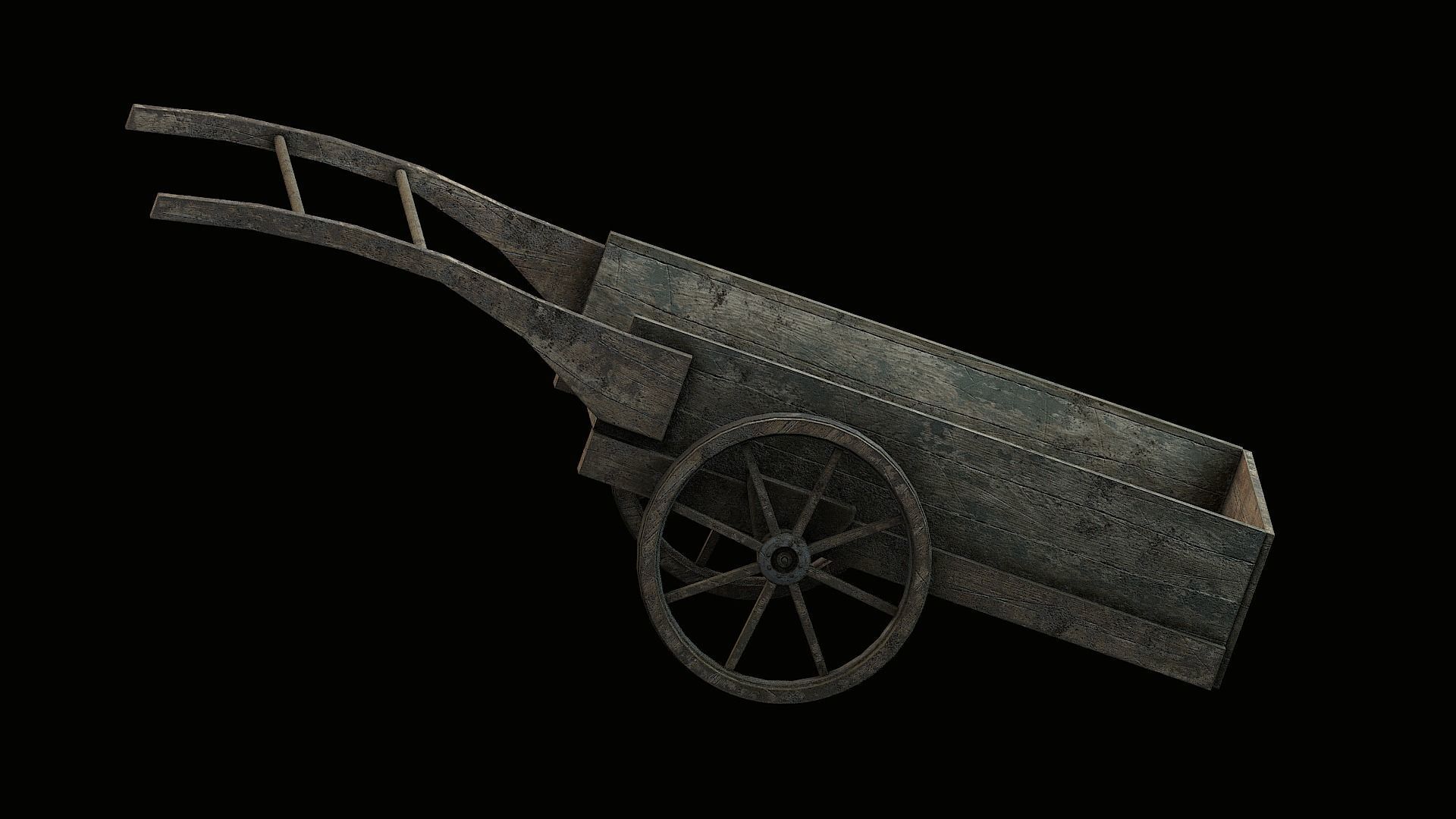 Wooden Cart Low-poly 3D model_7