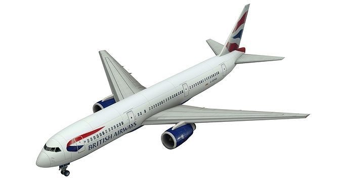 Lowpoly B767-300 3D Model british airways boeing Low-poly 3D model