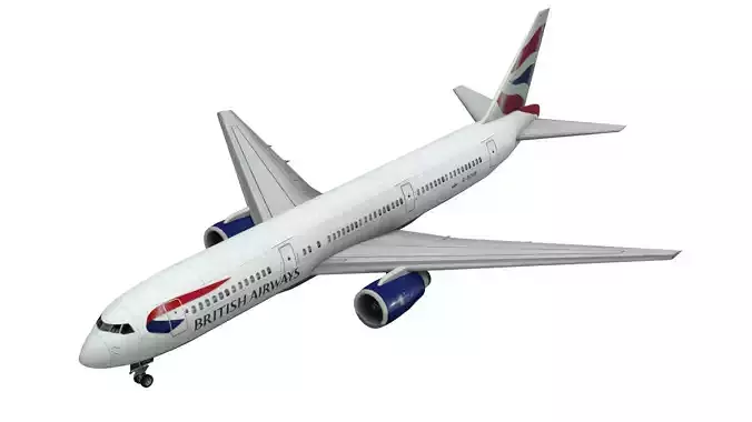 Lowpoly B767-300 3D Model british airways boeing Low-poly 3D model