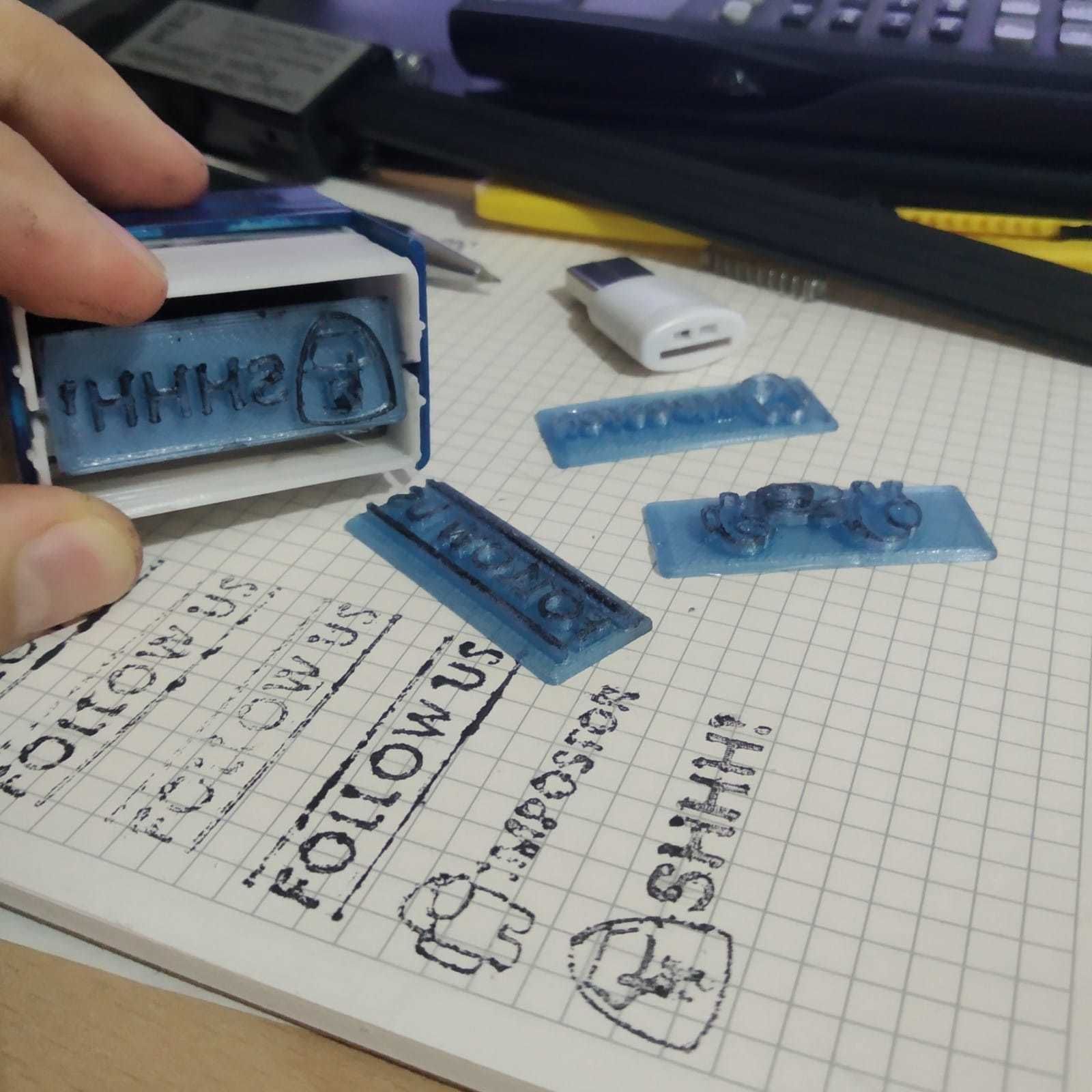 Fully 3D Printed Mechanical Self Ink Stamp 3D print model_1