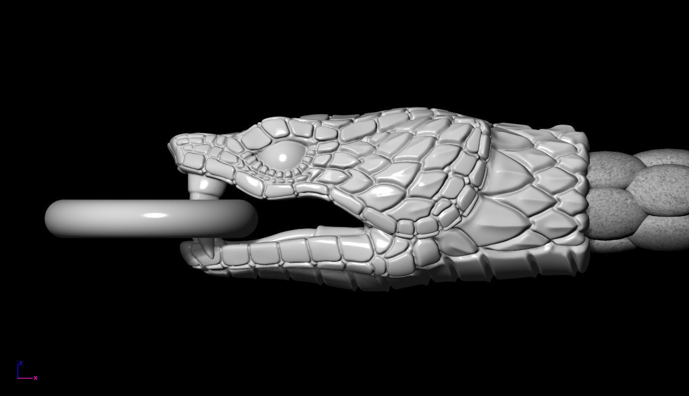 End pieces for bracelets Snake 3 mm 3D print model_2