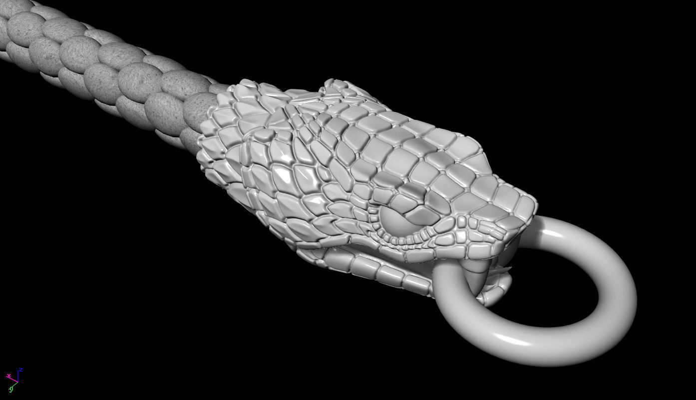End pieces for bracelets Snake 3 mm 3D print model_1
