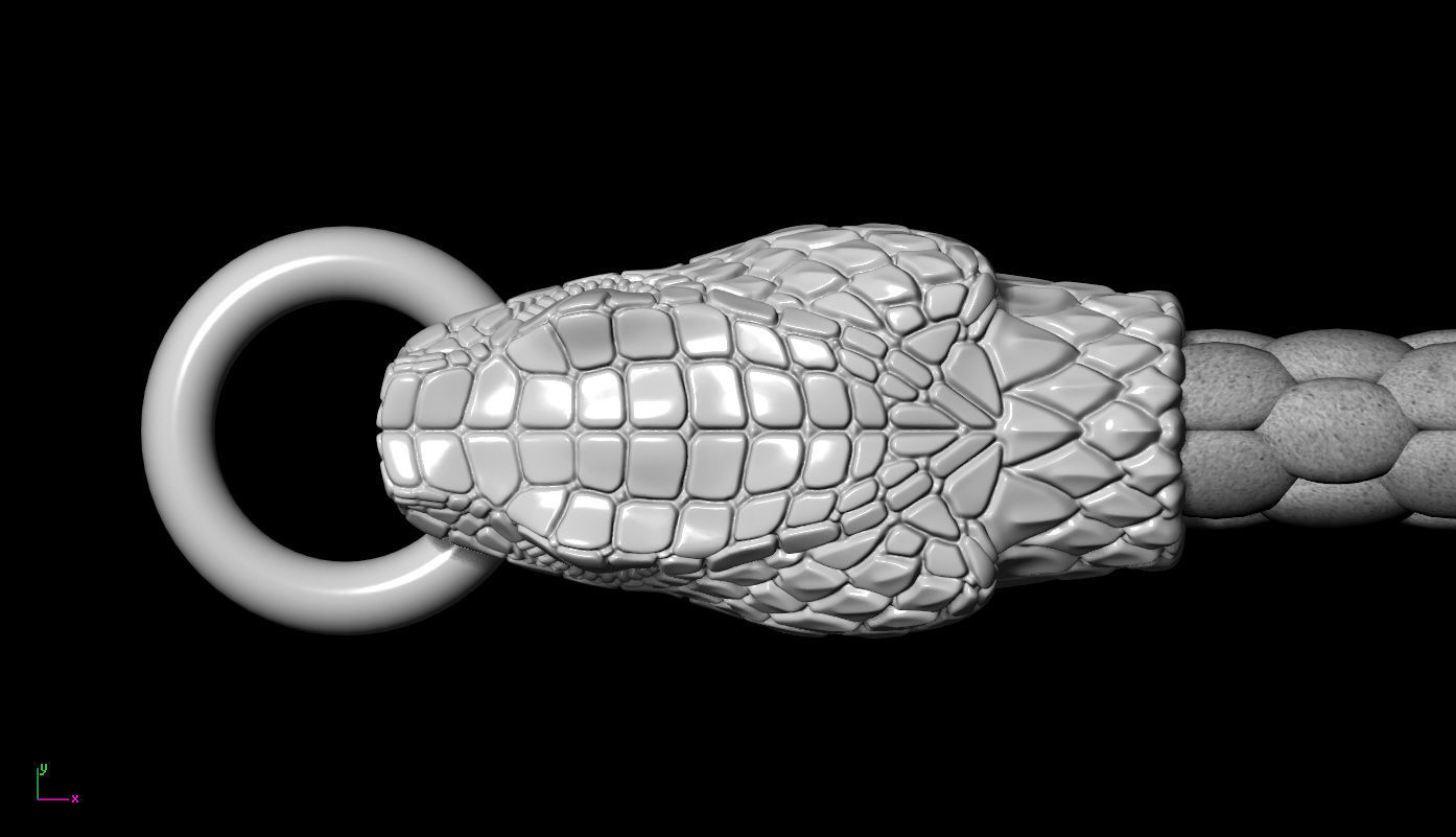 End pieces for bracelets Snake 3 mm 3D print model_3