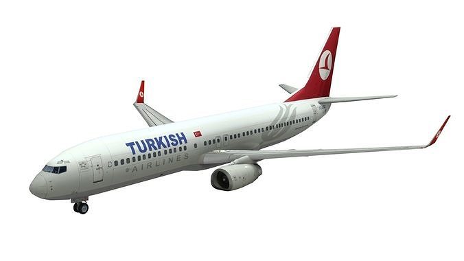 Lowpoly B737-800 3D Model turkish airliner flying Low-poly 3D model