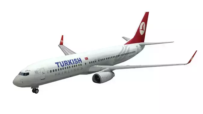 Lowpoly B737-800 3D Model turkish airliner flying