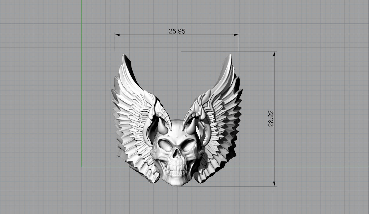 Wingued skull ring 3D print model_6