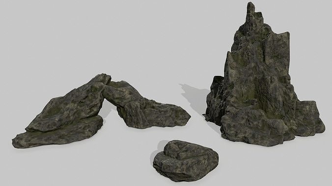 Rock set formation Low-poly 3D model