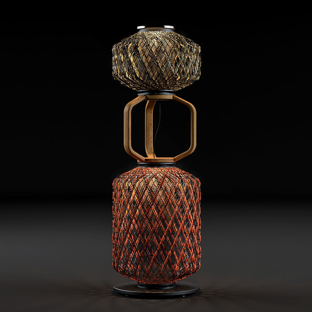 Dedon Set lamp made of woven baskets 3D model_3