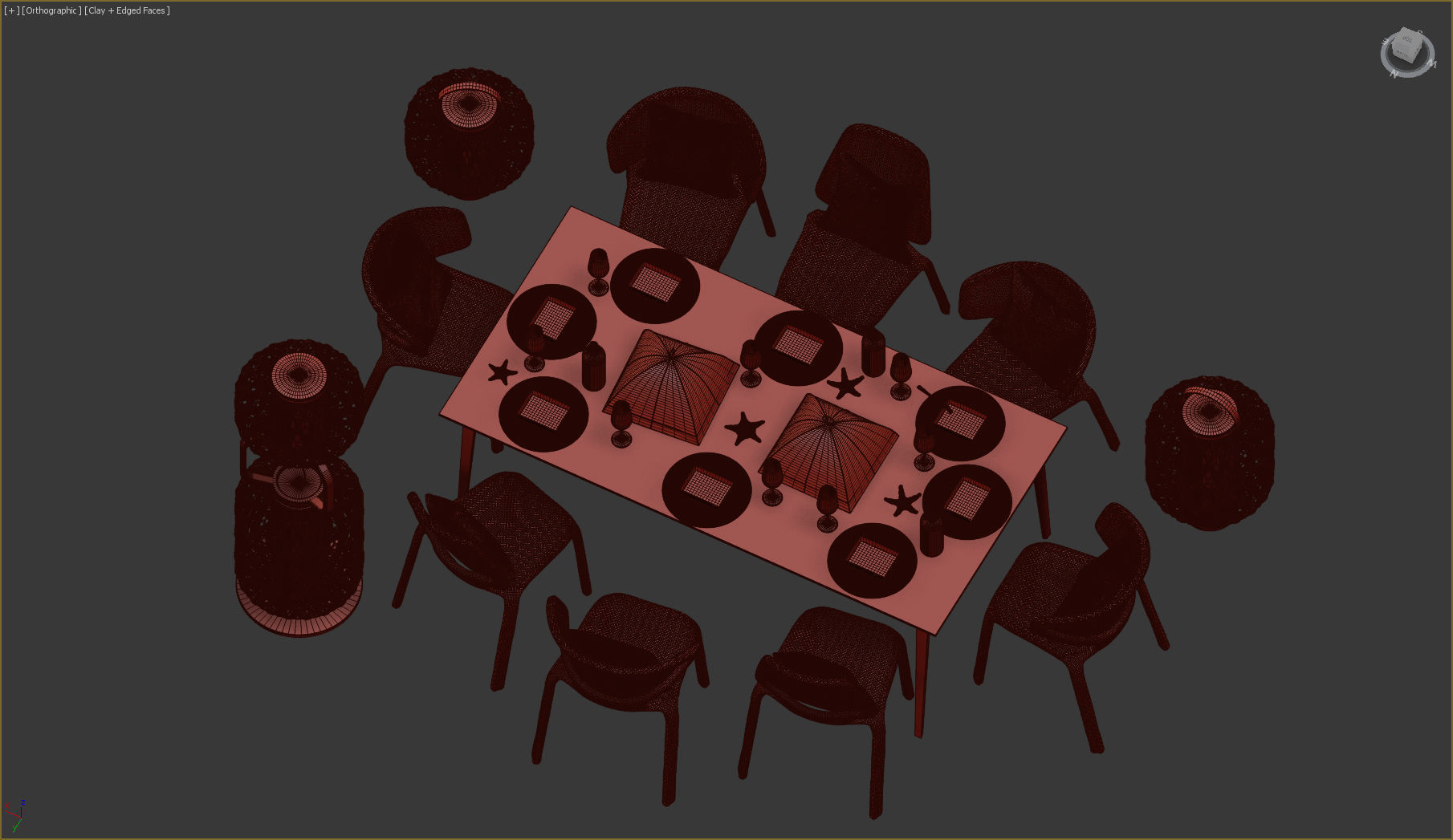 Dedon Set lamp made of woven baskets 3D model_26