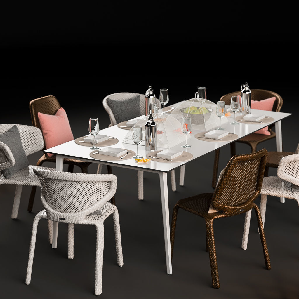 Dedon Set lamp made of woven baskets 3D model_1