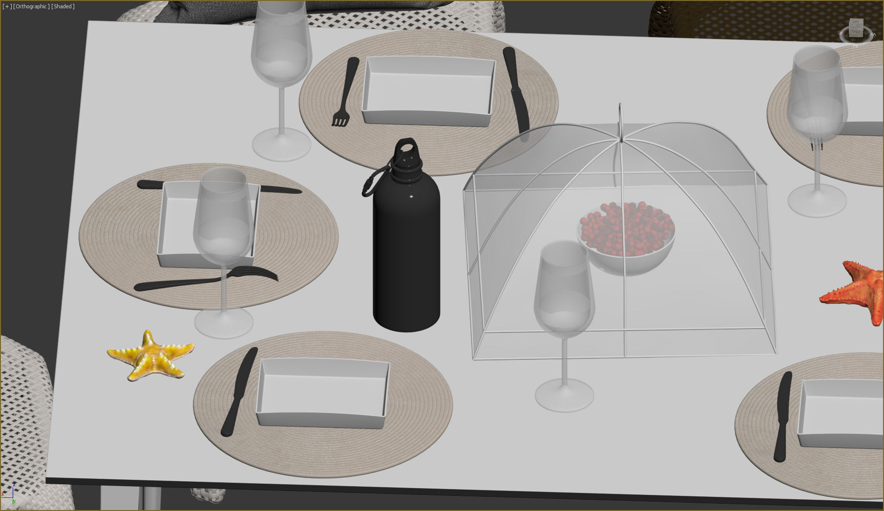 Dedon Set lamp made of woven baskets 3D model_17