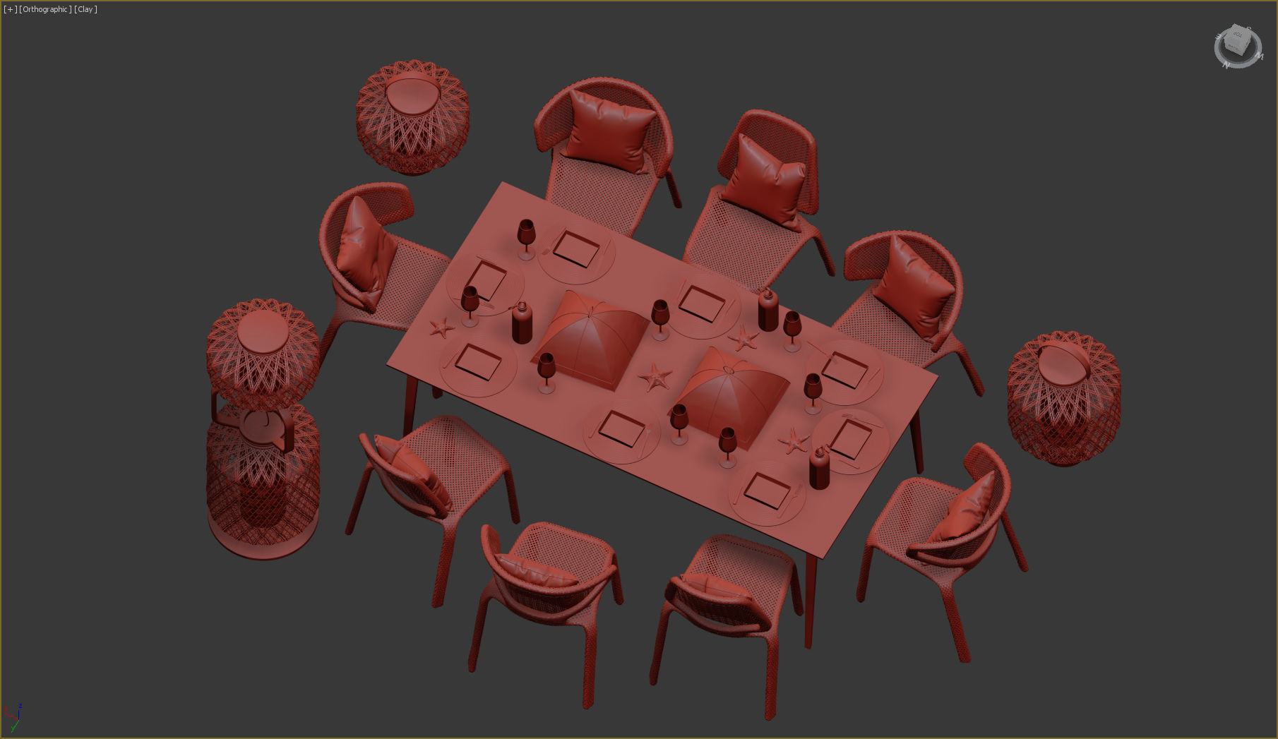 Dedon Set lamp made of woven baskets 3D model_27