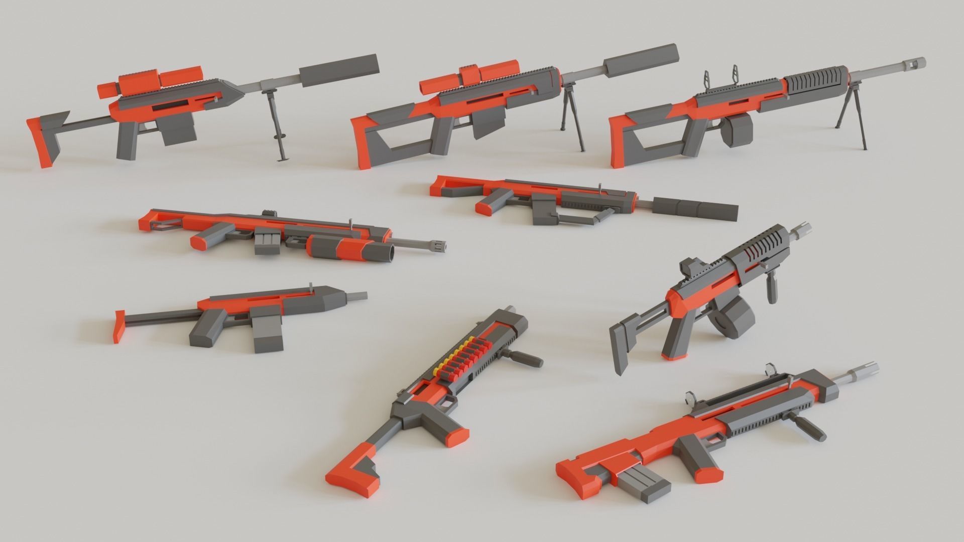 Game ready Guns asset pack Low-poly 3D model_2