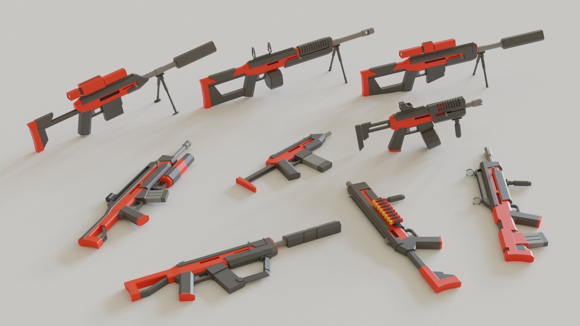 Game ready Guns asset pack Low-poly 3D model_3