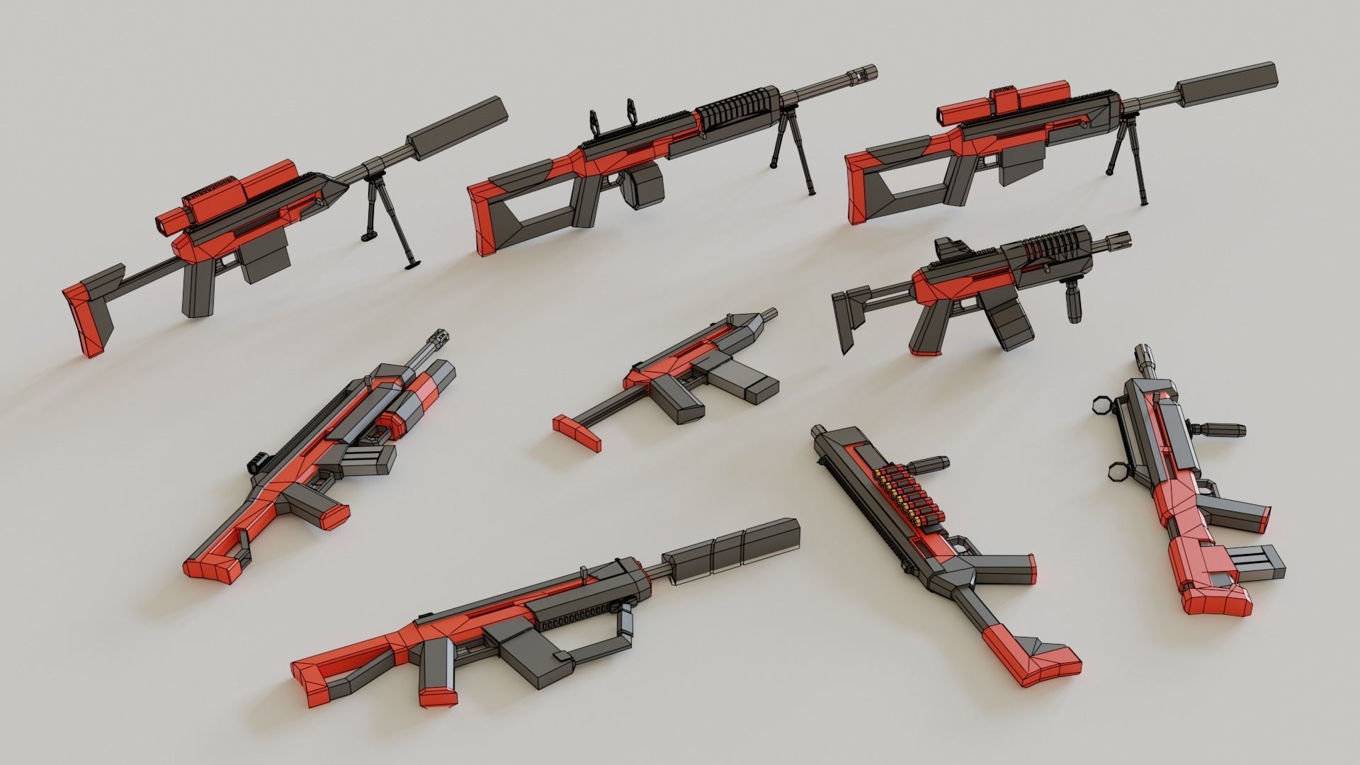 Game ready Guns asset pack Low-poly 3D model_4