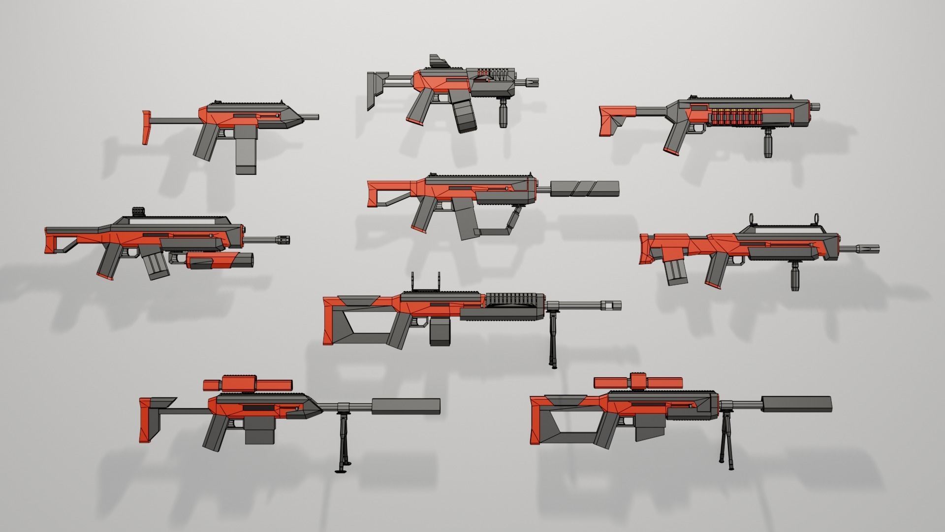 Game ready Guns asset pack Low-poly 3D model_1