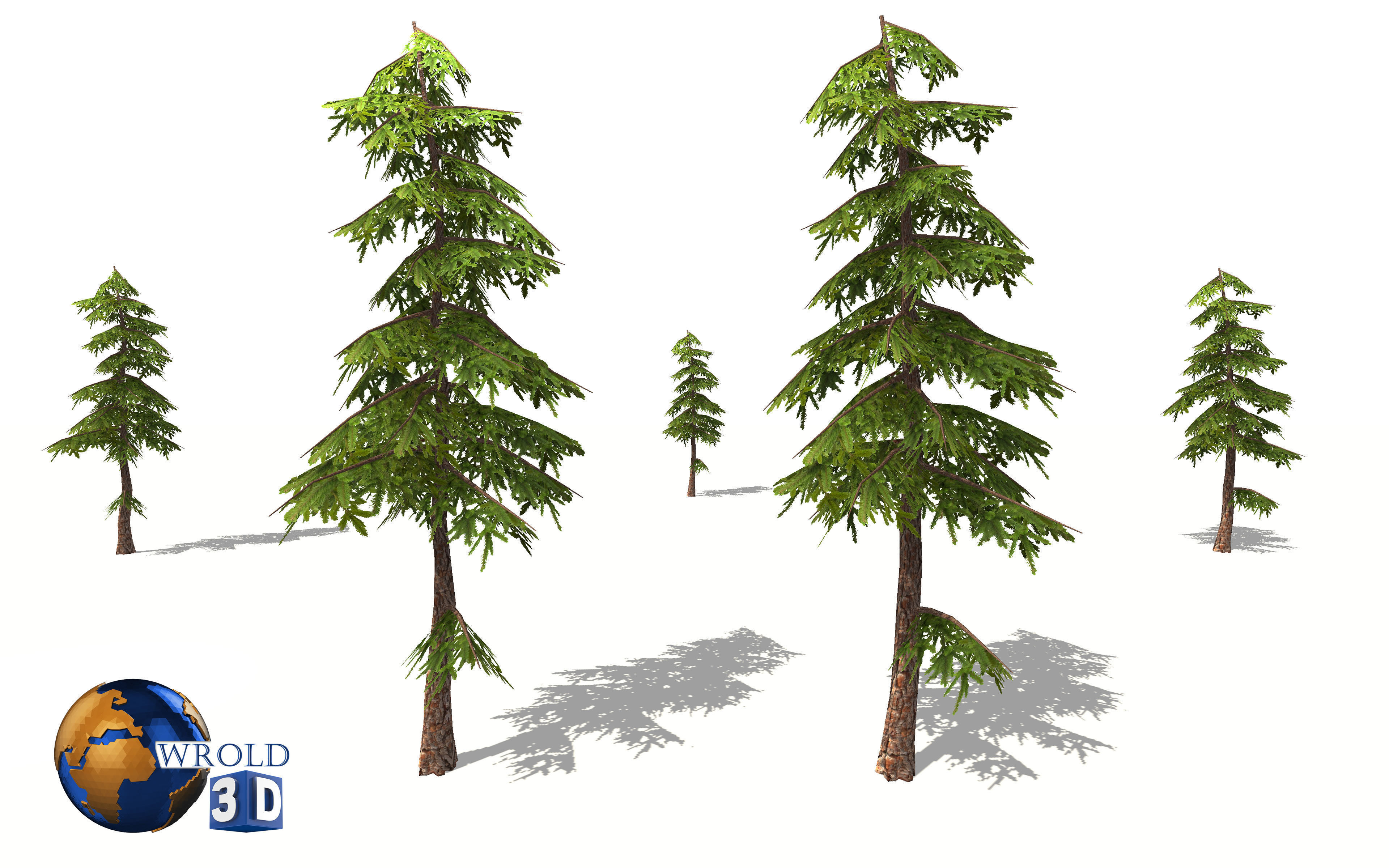 Natural Forest Pine Tree 3d model Low-poly 3D model_6
