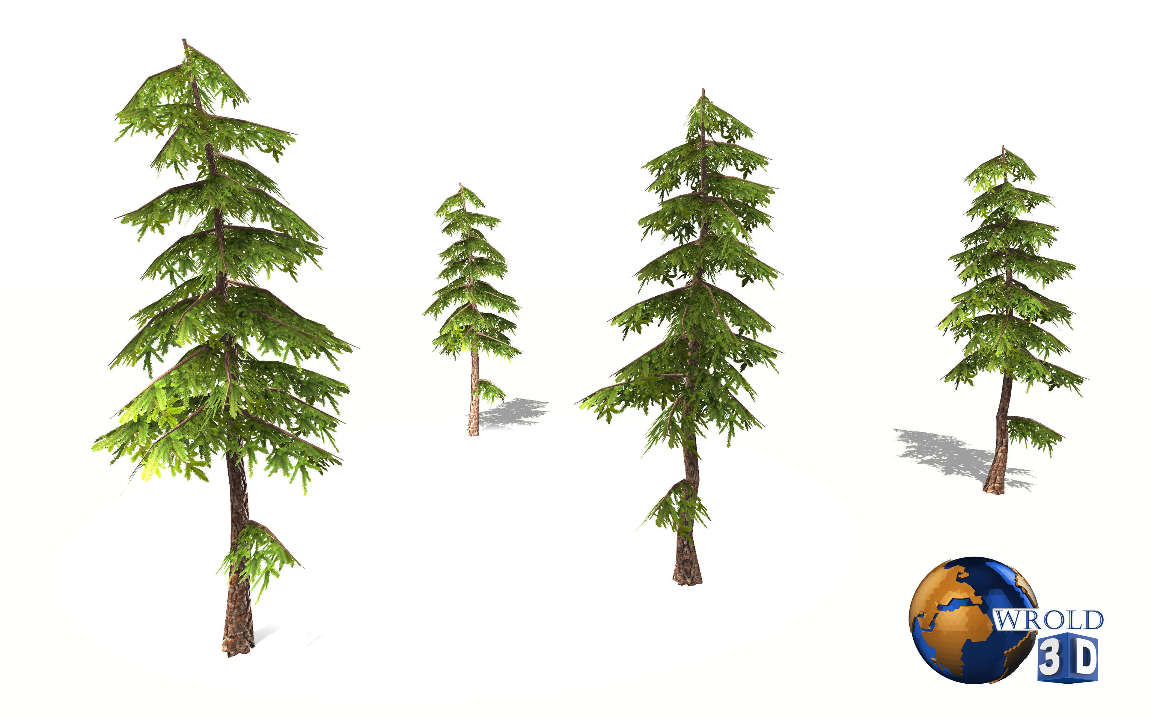 Natural Forest Pine Tree 3d model Low-poly 3D model_4