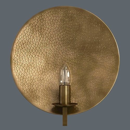 Hammered brass round wall light 3D model