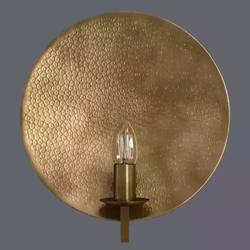 Hammered brass round wall light 3D model