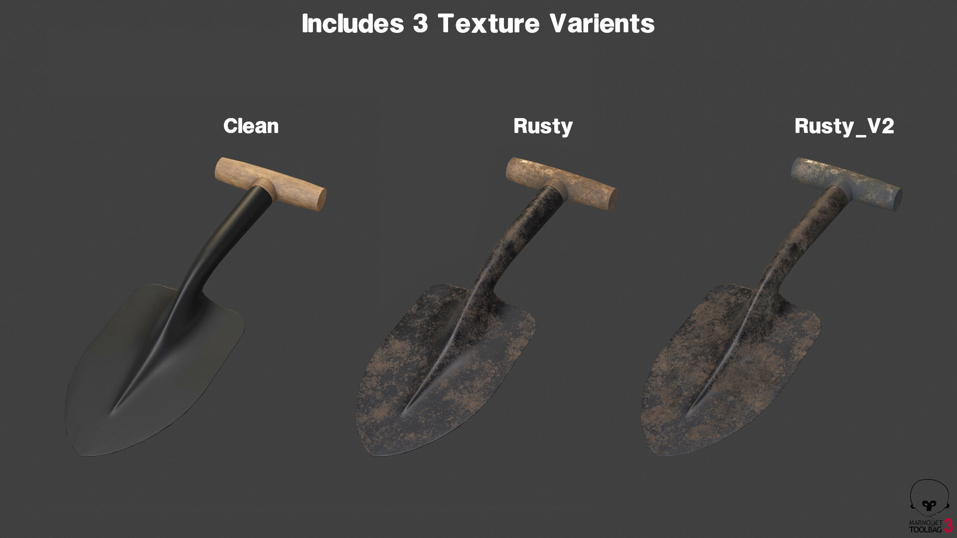 Trowel PBR gameready metal shovel Low-poly 3D model_5