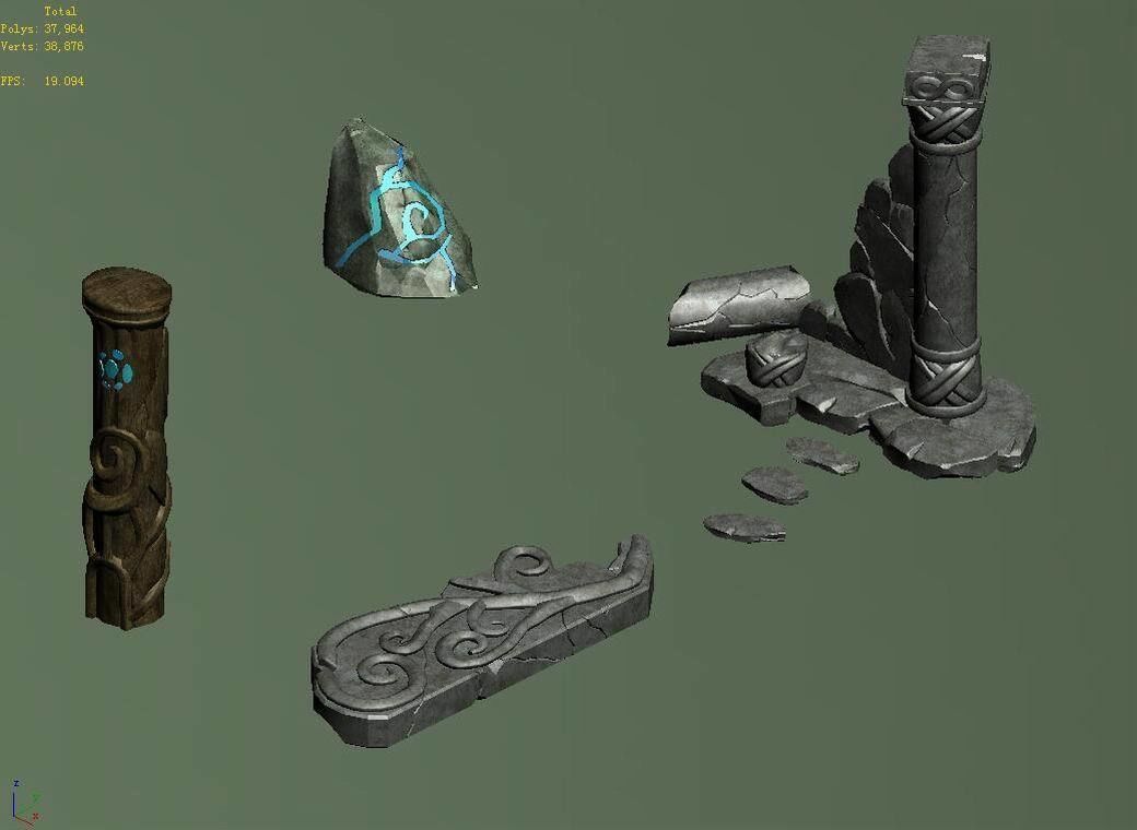 Stone Elf Area - Stele 01 3D model_5