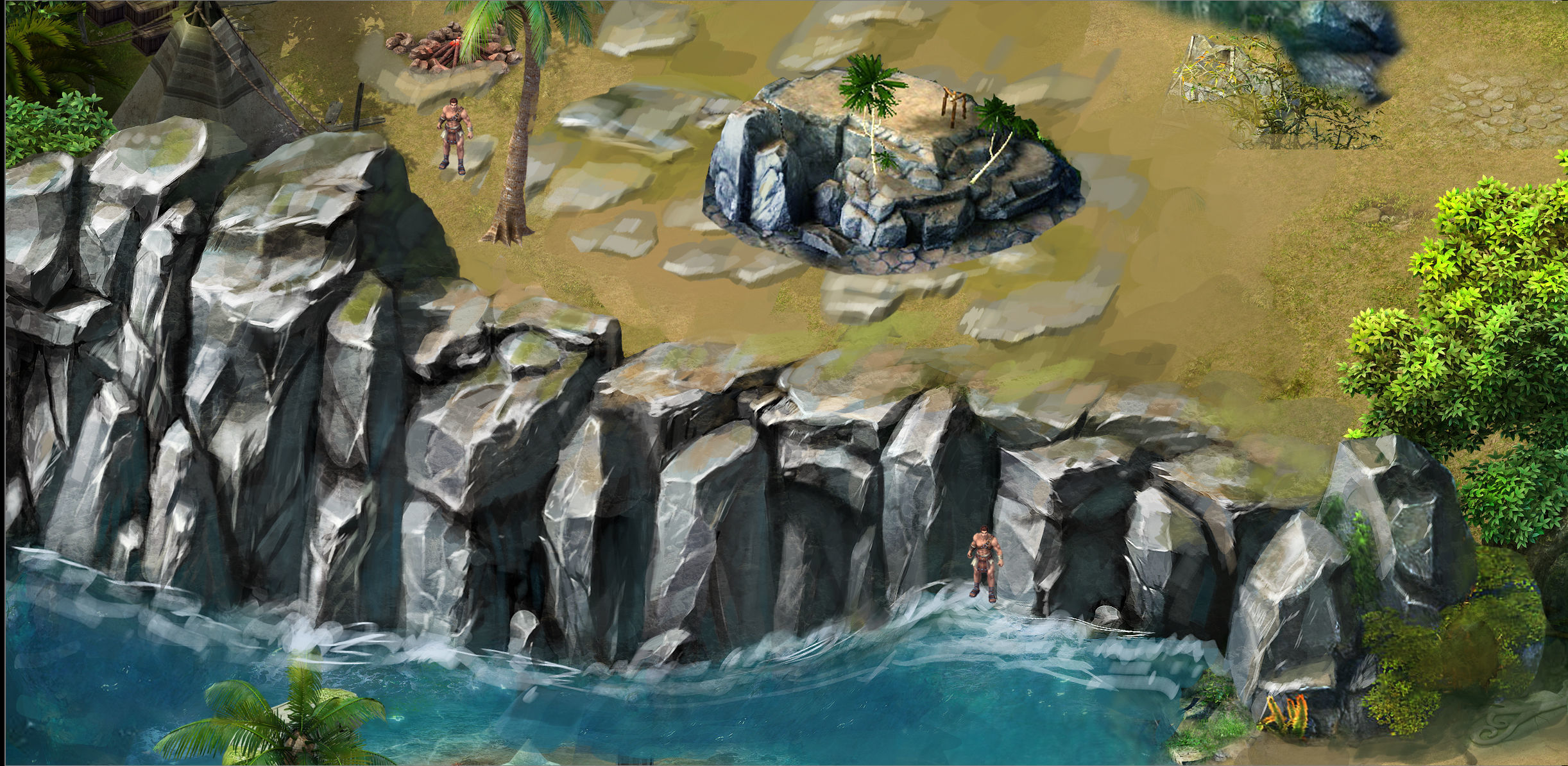 Stone Kazlog shallow bay - coast stones 01 3D model_3