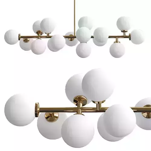 Modern chandelier with balls hanging from it