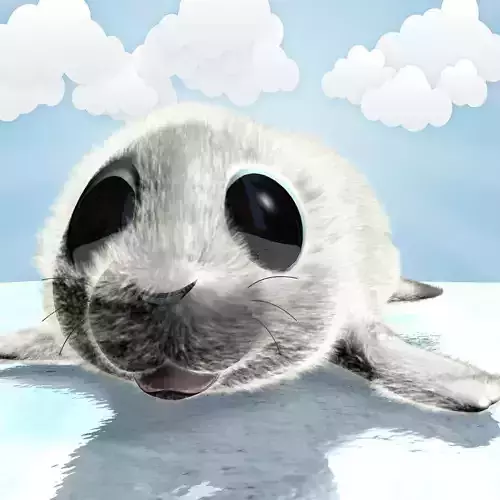 Cartoon Baby Seal Rigged Low-poly 3D model