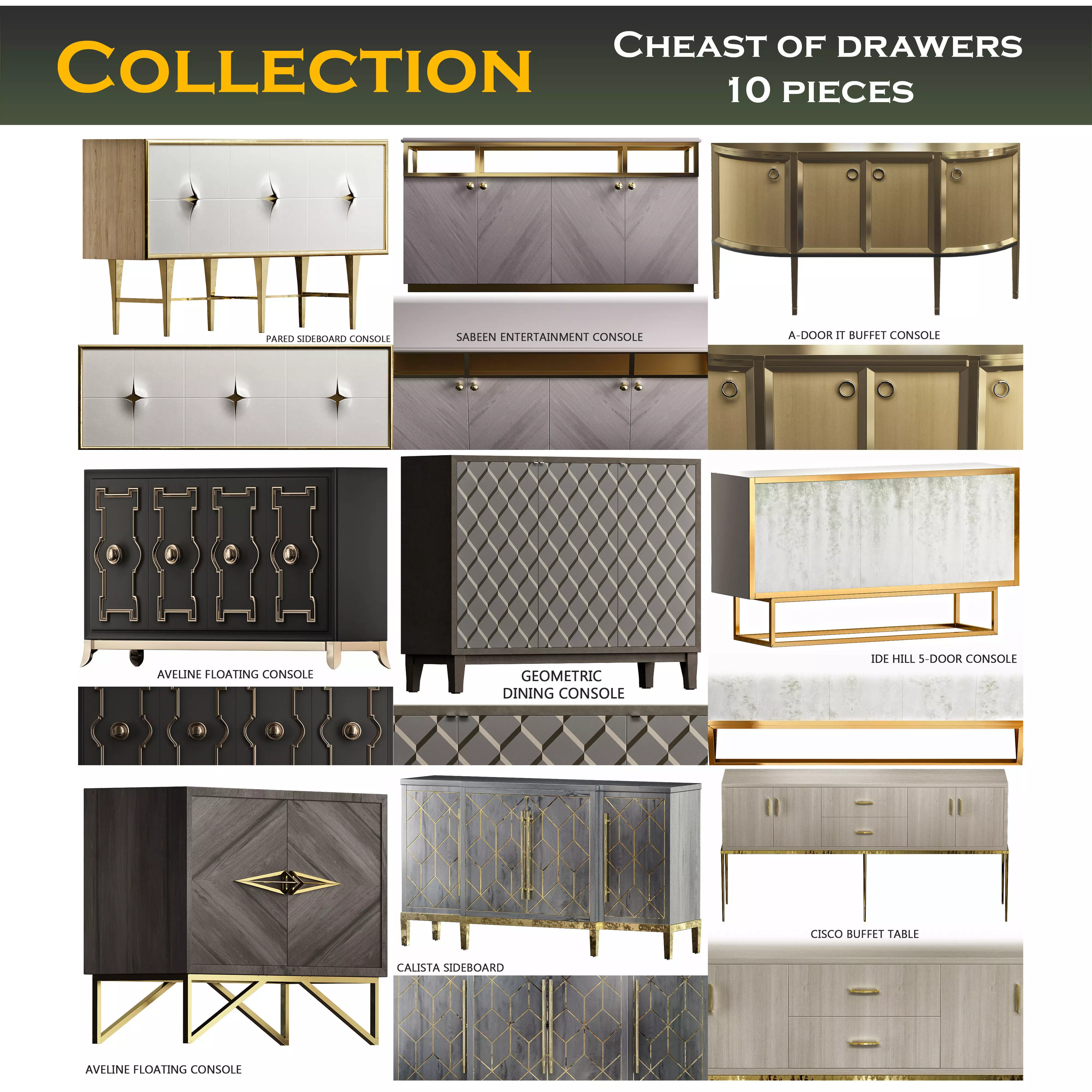 Cheast of Drawers 3d model collection _0