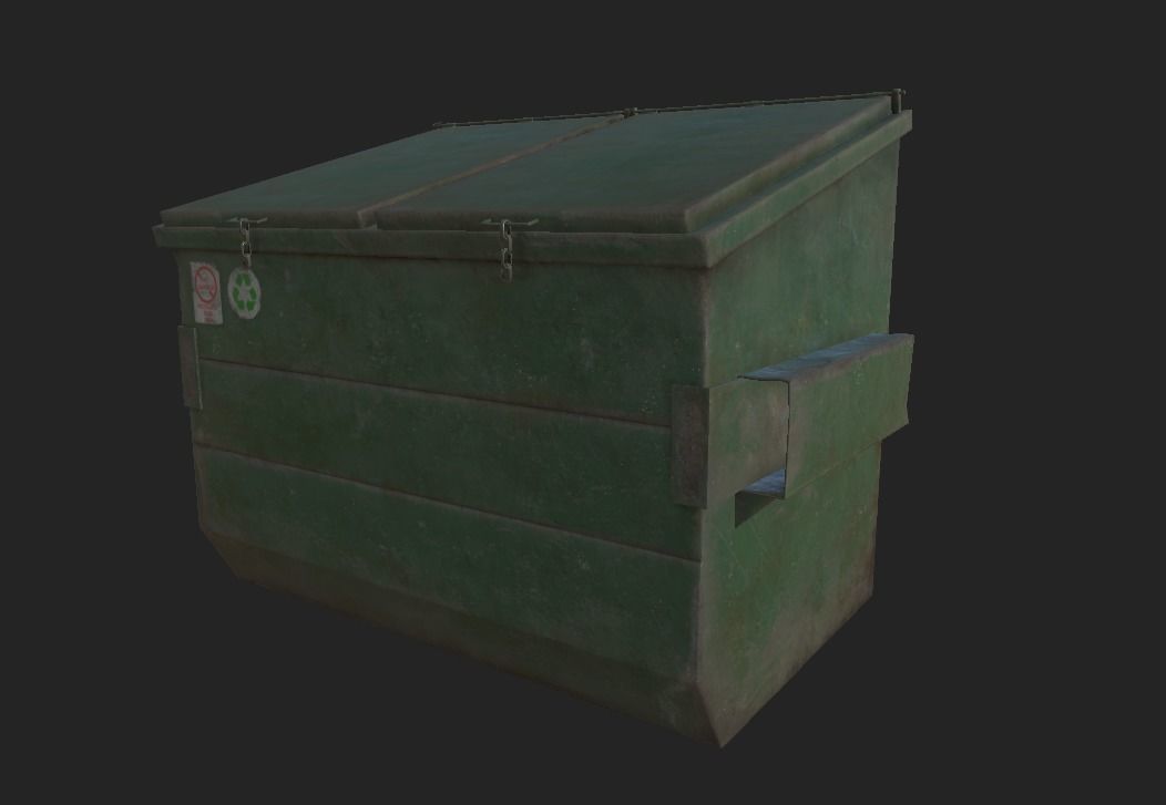 Dumbster trash can Low-poly 3D model_2