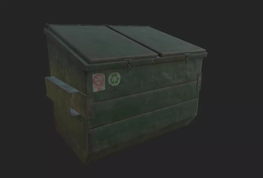 Dumbster trash can Low-poly 3D model_0