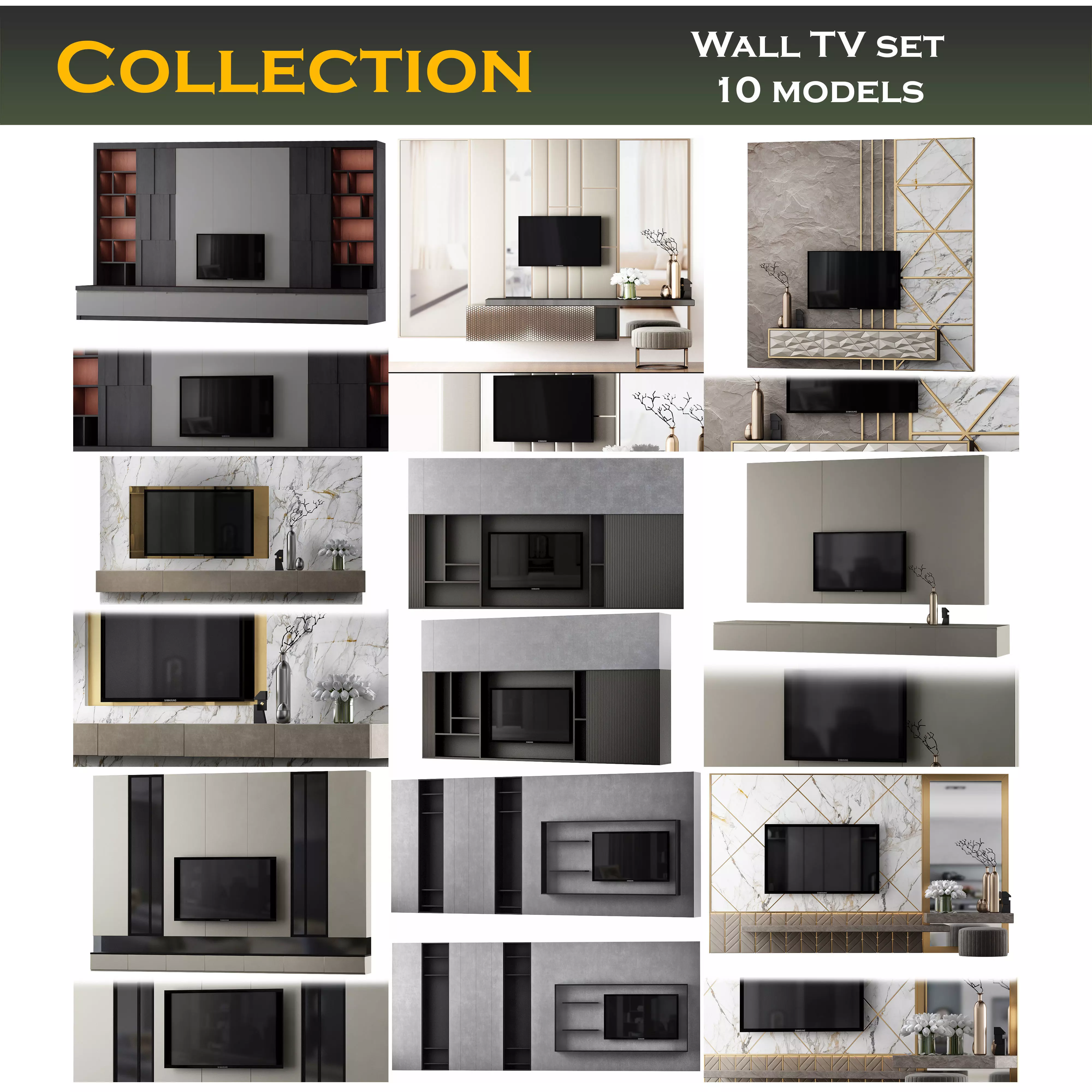 Wall TV 3d models collection _0