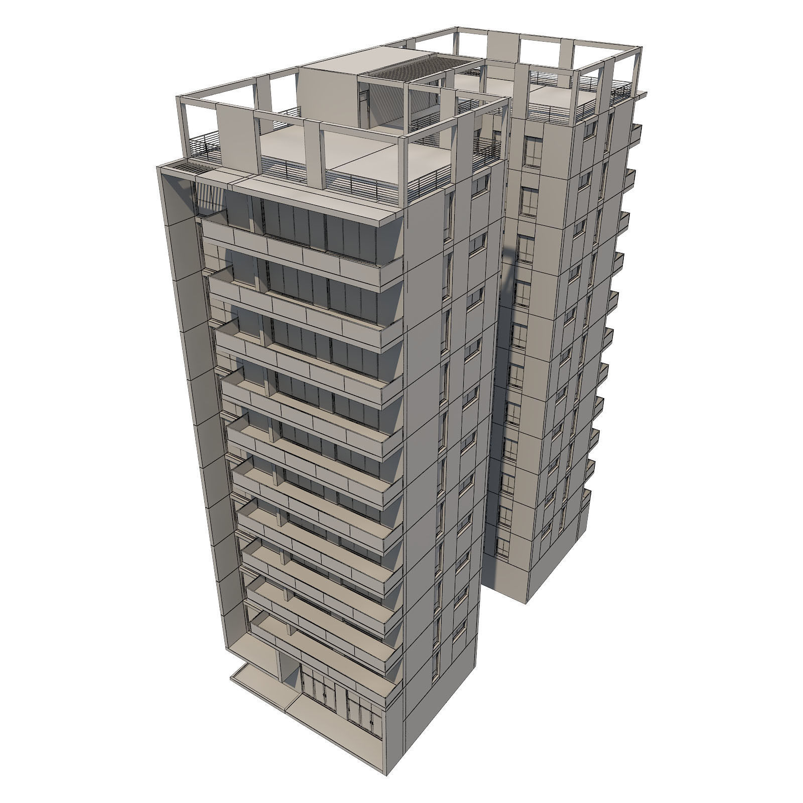 Apartment Building 13 3D model_7