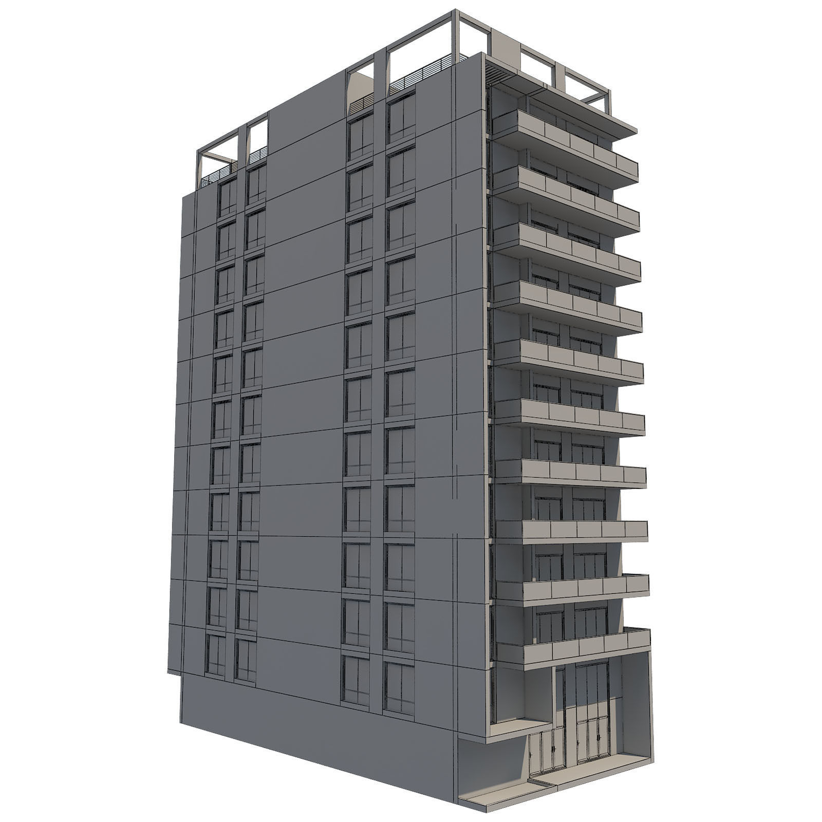 Apartment Building 13 3D model_3