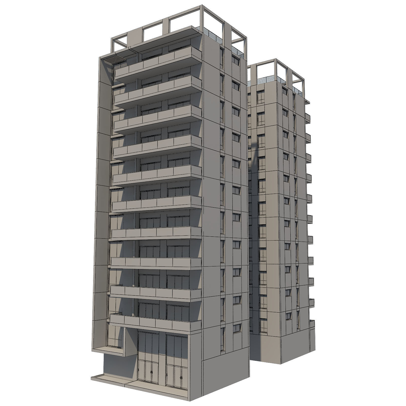 Apartment Building 13 3D model_4
