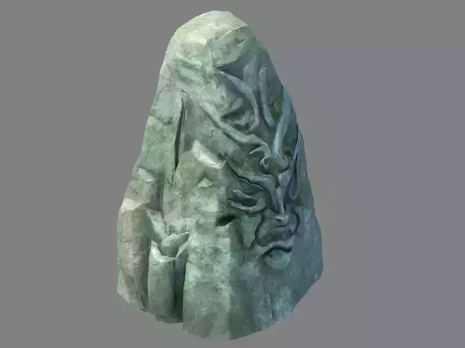 Stone Kazlog shallow bay - stone face statue 01
