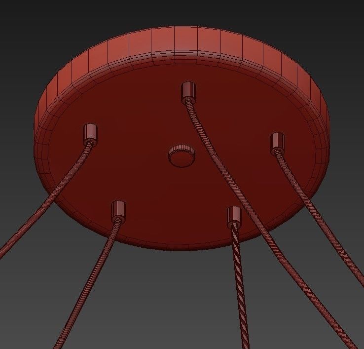 Modern five pendant lights hanging from metal cage 3D model_4