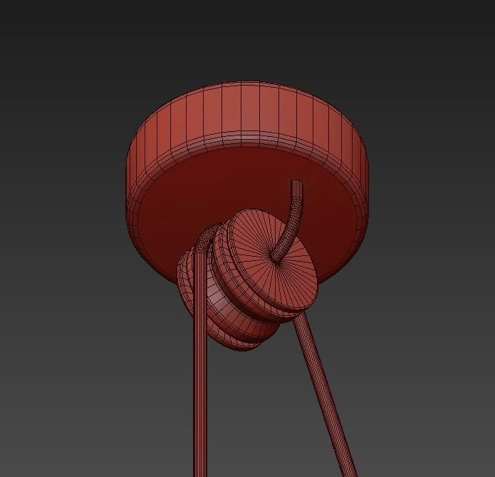 Modern five pendant lights hanging from metal cage 3D model_5