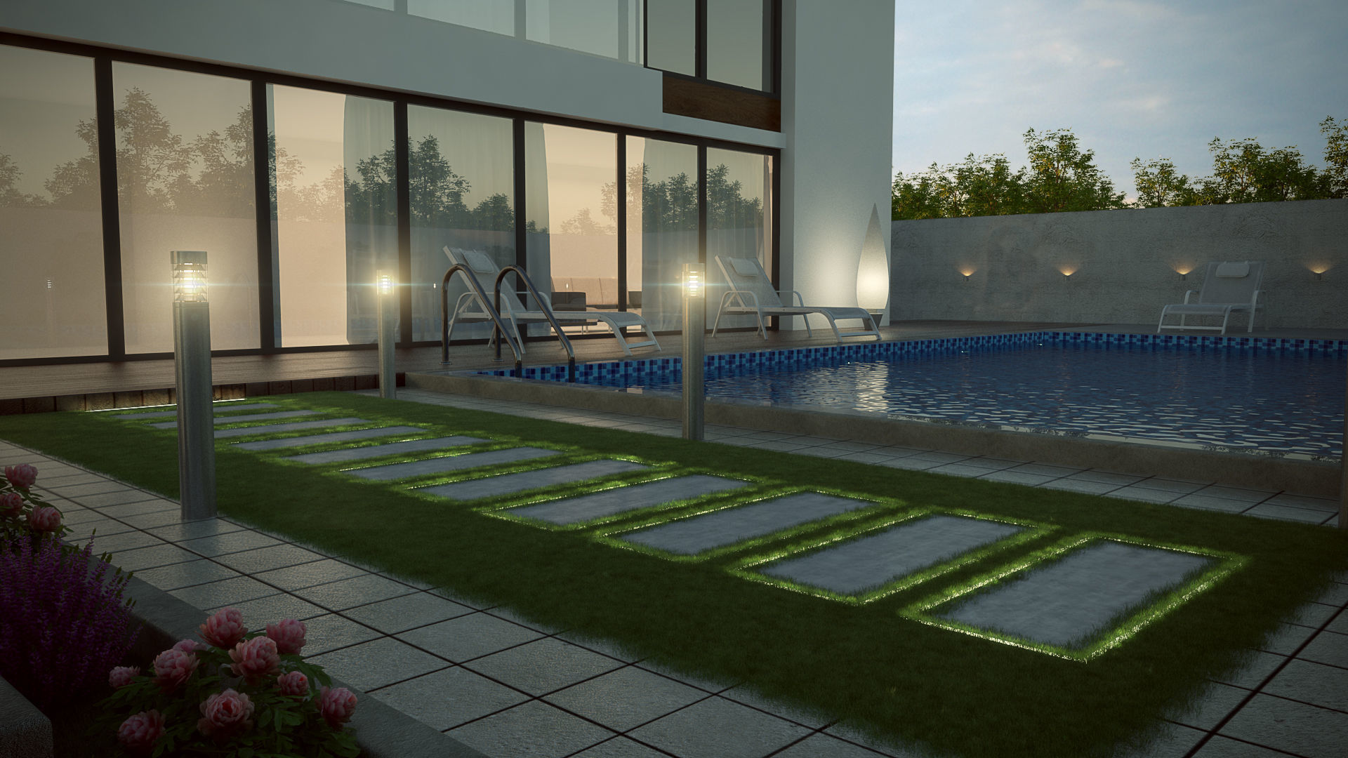 landscape villa 3D model_3