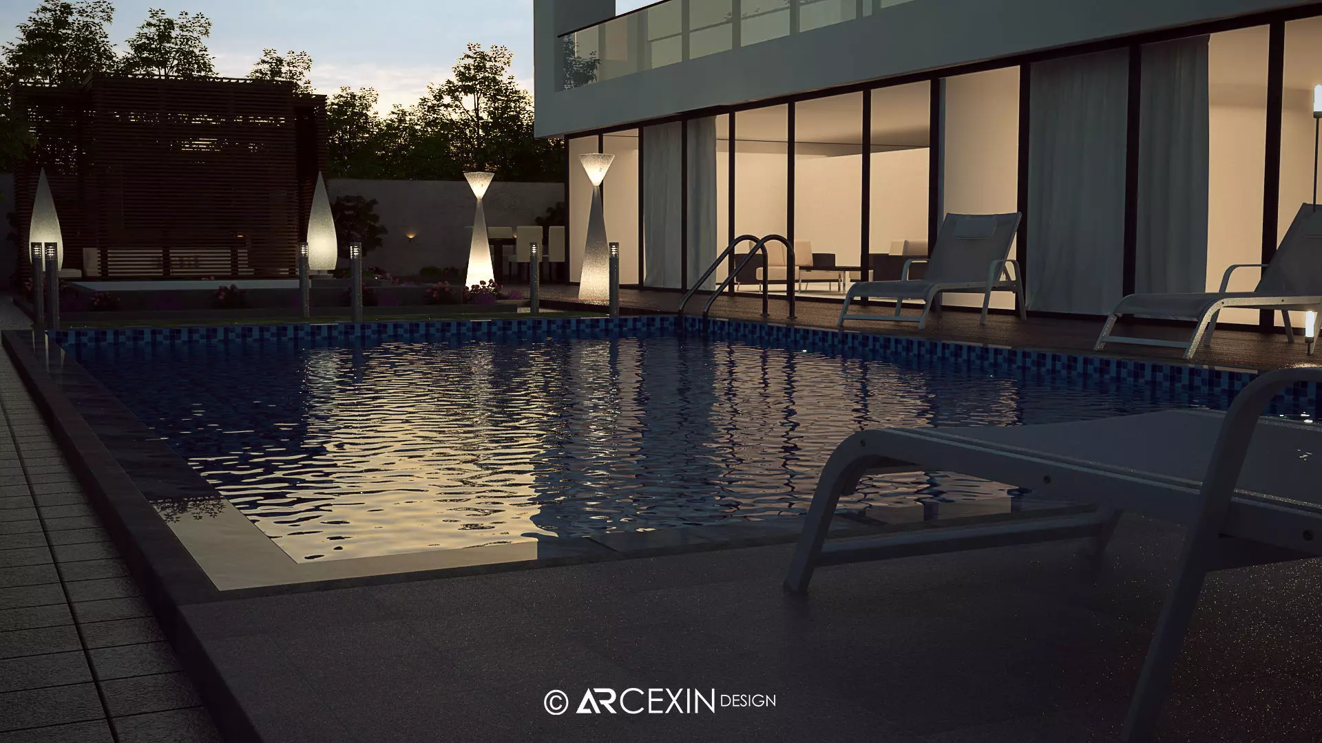 landscape villa 3D model_0