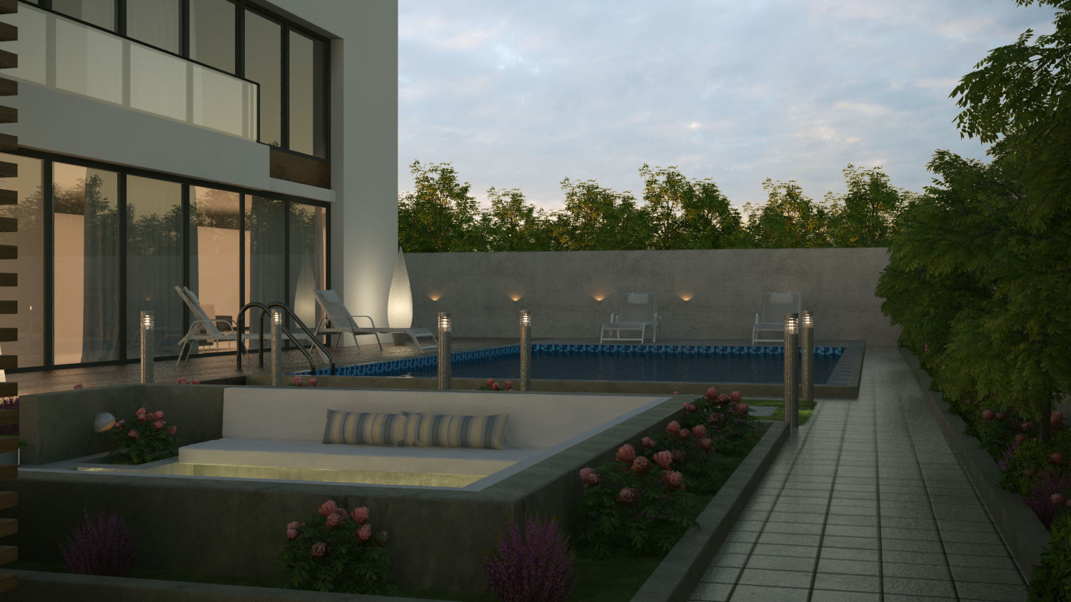 landscape villa 3D model_4